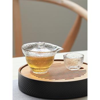 簡約玻璃功夫茶具套裝家用日式耐熱錘紋整套泡茶器透明蓋碗茶杯壺