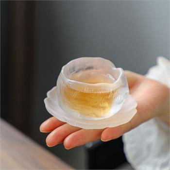 耐熱冰凍燒琉璃杯品茗杯女士玻璃杯功夫茶杯主人杯雲霧小杯子家用
