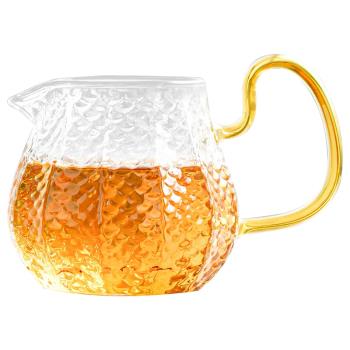 玻璃公杯豎紋公道杯茶具套裝側把分茶器加厚耐熱大容量高檔分茶杯