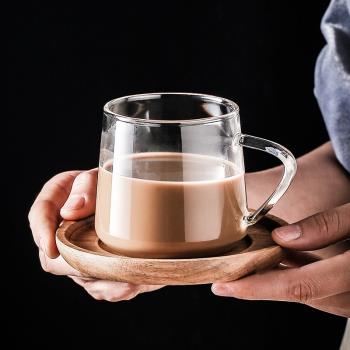咖啡杯小精致玻璃水杯套裝早餐牛奶杯子ins風 花茶杯簡約下午茶杯