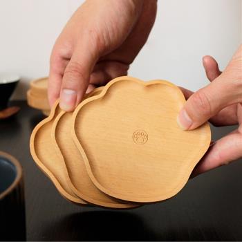 熊掌日式創意實木茶托盤杯墊