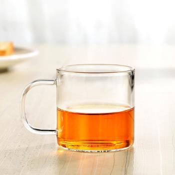 Carewell 花茶杯高硼硅透明玻璃品茗杯帶把直身杯耐熱咖啡杯120ML