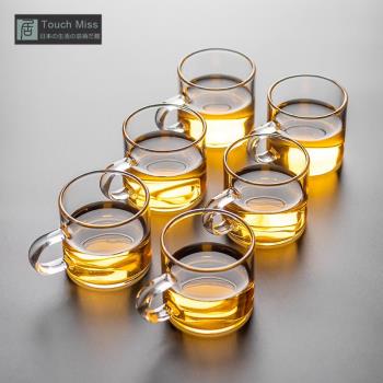 Touch Miss小茶杯功夫茶具套裝家用帶把透明玻璃杯喝茶單人泡茶
