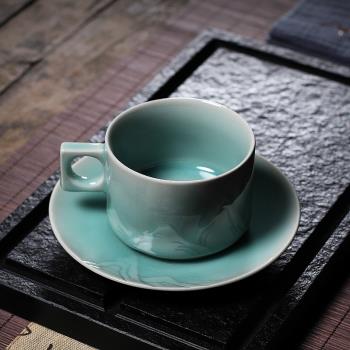 青瓷主人杯龍泉手工陶瓷功夫茶杯品茗杯咖啡杯單杯子復古茶具家用