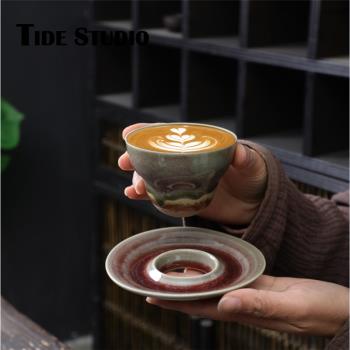 復古咖啡杯創意粗陶馬克杯杯子ins風日式陶瓷茶杯子杯碟套裝
