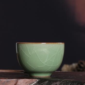 陶瓷冰裂哥窯手工單杯龍泉青瓷