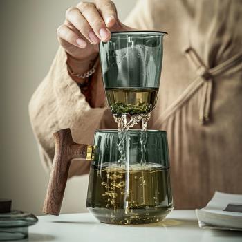 泡茶杯茶水分離辦公室茶道喝茶杯子男士個人專用日式玻璃高檔水杯