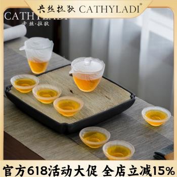 Cathyladi 玻璃功夫茶具套裝家用耐熱輕奢高檔會客小茶杯泡茶蓋碗
