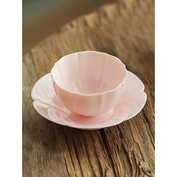 粉色主人杯功夫茶杯陶瓷手工杯子大號茶具個人用家用喝茶品茗杯