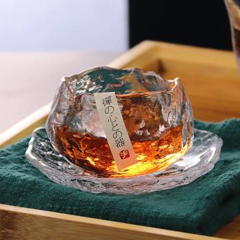 初雪琉璃品茗杯單杯日式迷你個人小茶杯功夫茶茶具單個小號玻璃杯