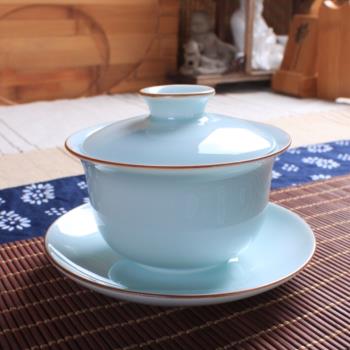 手工茶碗蓋碗茶杯陶瓷德化瓷茶具傳承龍泉青瓷泡茶功夫三才蓋碗
