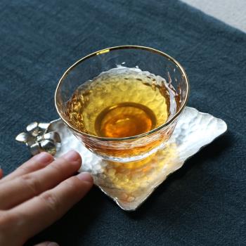 手工甩制錘紋茶具加厚耐熱錘紋玻璃杯小茶杯子 六角線水晶茶杯