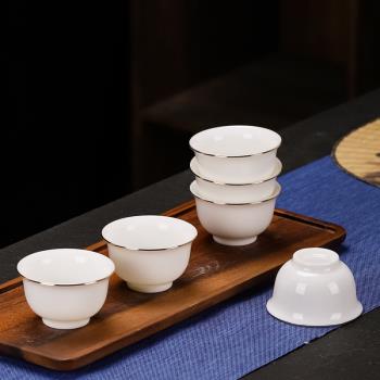 日本FS羊脂玉白瓷主人杯品茗杯單個茶盞家用陶瓷功夫小茶杯男女士