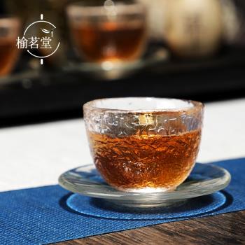 日式錘紋茶杯品茗杯透明加厚玻璃主人杯個人小茶杯功夫茶具茶碗