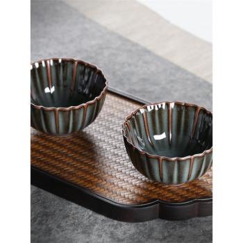 青瓷手工杯哥窯鐵胎主人杯單個家用功夫茶具茶杯茶碗品茗杯主人杯