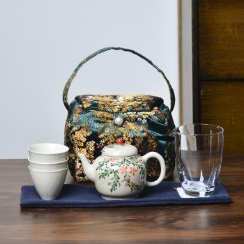 織錦茶事包一壺兩杯茶具收納包便攜旅行布包女加厚防磕茶壺茶杯袋