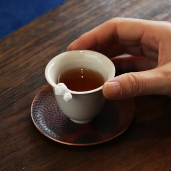 創意復古草木灰釉手捏品茗杯陶瓷茶杯中式茶盞主人杯功夫茶具家用