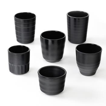 A5密胺杯仿瓷水杯磨砂塑料茶杯黑色日式餐廳飯店火鍋防摔杯子商用