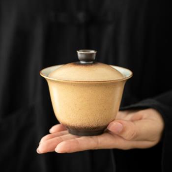 窯變釉蓋碗單個小號陶瓷功夫茶具敬茶杯復古簡約家用泡茶碗手抓壺
