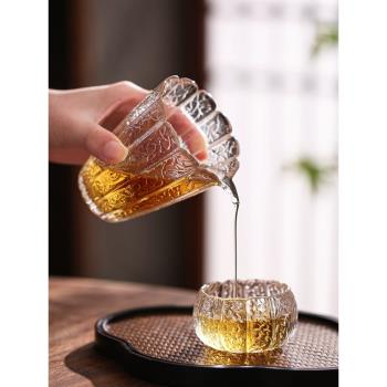 手工透明玻璃蓮花茶杯加厚耐熱品茗杯大容量主人單杯套裝功夫茶具