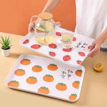 託盤家用放茶杯水杯杯子茶盤小型客廳日式長方形水果盤餐盤瀝水盤
