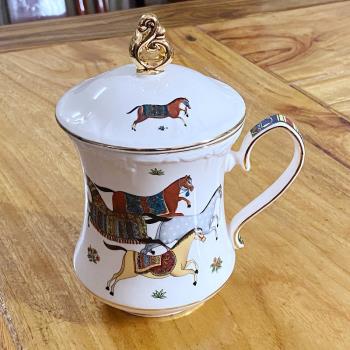 歐式陶瓷馬克杯帶蓋子家用高顏值茶杯咖啡杯大容量裝飾水杯子