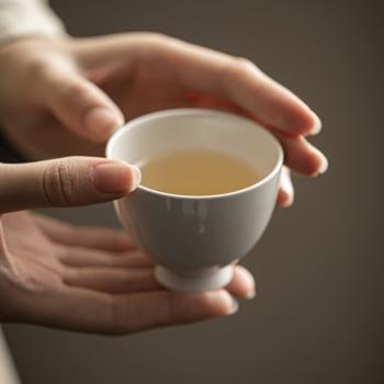 草木灰雞心杯素簡陶瓷茶杯品茗杯品茶杯功夫茶具日式家用喝茶杯子