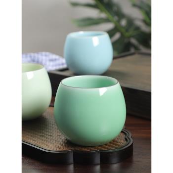 龍泉青瓷家用創意紫口手捧茶杯