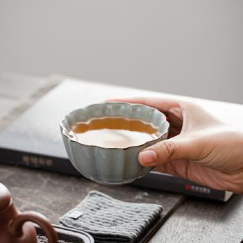 如瓷動人中式冰裂釉開片可養茶杯