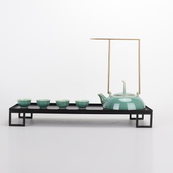 新中式禪意陶瓷功夫茶具套裝翡綠茶壺茶杯托盤樣板房軟裝飾品擺件