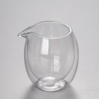 加厚玻璃公道杯大號耐熱透明帶把防燙分茶杯功夫茶具公杯茶道配件