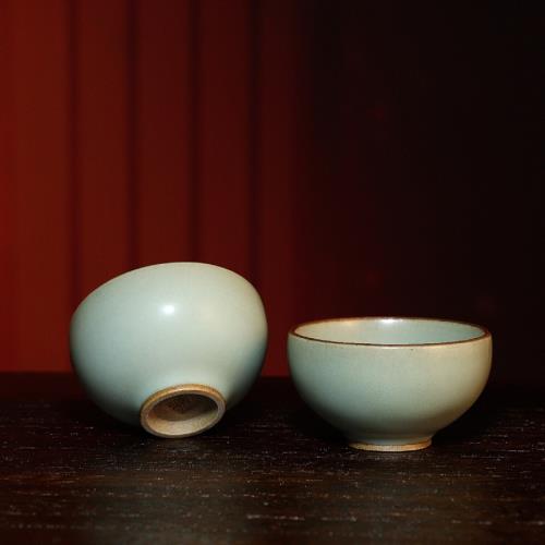 孔家鈞窯雞心杯玉青釉銅系青藍釉釉中彩田園風中式茶杯養生品茗杯