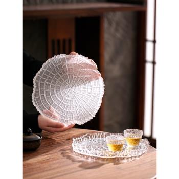 琉璃日式干泡茶盤圓形禪意小茶臺功夫茶具茶盤茶點盤茶杯托盤套裝