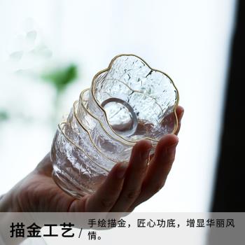耐熱玻璃日式錘目紋加厚茶杯