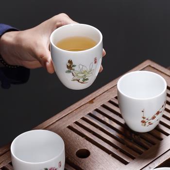 冰種羊脂玉瓷茶杯陶瓷主人杯單杯功夫茶具大號品茗杯茶盞茶碗禮盒