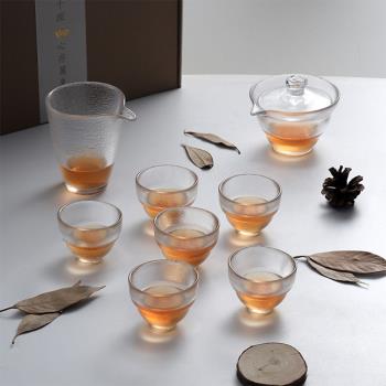 日式玻璃茶具套裝家用功夫茶杯小茶臺簡約客廳辦公室整套蓋碗公杯