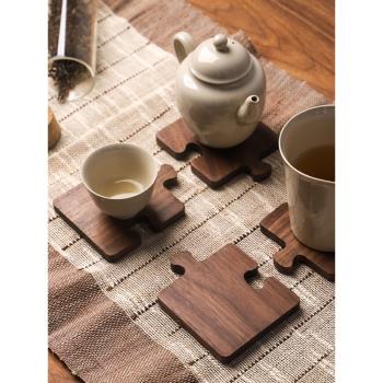 北美黑胡桃木茶杯墊實木創意咖啡杯隔熱墊木質茶道功夫茶杯托茶托