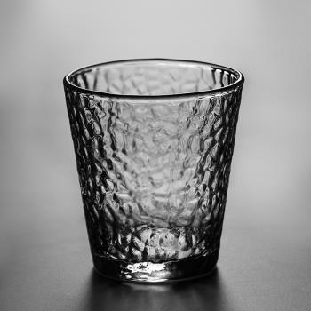 日式錘紋加厚耐熱玻璃杯大號透明玻璃水杯綠茶杯牛奶果汁花茶杯