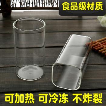 耐熱方形玻璃杯家用高硼矽直筒量杯刻度水杯茶杯大容量早餐牛奶杯
