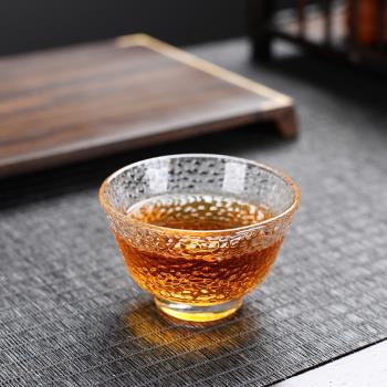 功夫茶具套裝透明描金錘紋品茗杯