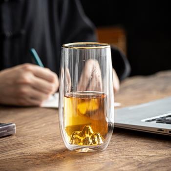 舊望格雙層隔熱玻璃茶杯家用辦公杯子男女水杯牛奶杯果汁杯綠茶杯