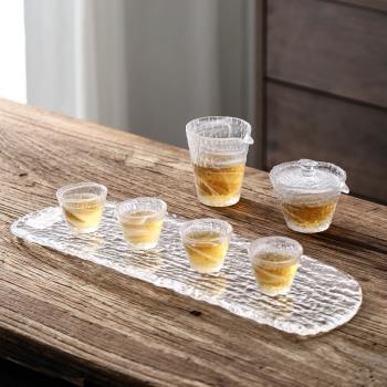 白絲日式玻璃茶具泡茶套裝輕奢家用功夫茶杯高檔蓋碗辦公室泡茶器