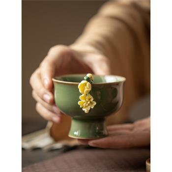 陶瓷創意復古手工捏花茶杯