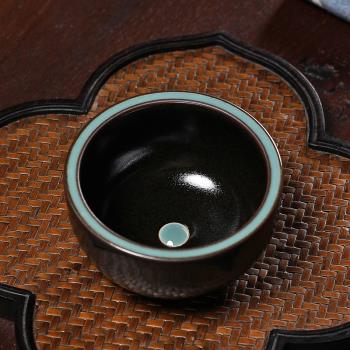 青瓷主人杯單杯龍泉手工烏金釉陶瓷功夫茶杯品茗杯子復古茶盞茶具