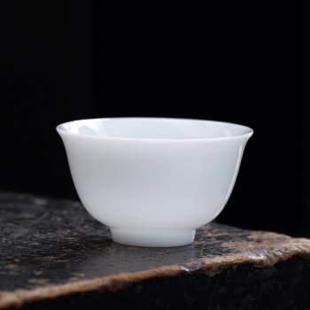 冰種羊脂玉瓷功夫小茶杯白瓷高檔個人專用主人杯日式品茗杯女單杯