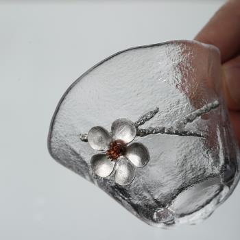 日式錘紋品茗杯加厚耐熱錫花玻璃