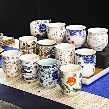 復古泡茶杯青花大號中式陶瓷家用水杯瓷器功夫茶具品茗杯一口杯