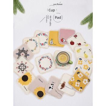 刺繡diy手工自繡打發時間初學者繡花布藝diy製作情侶茶杯墊材料包