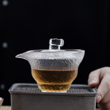 蓋碗手抓泡茶碗公道杯三才茶碗加厚防燙耐熱功夫茶具透明茶杯玻璃