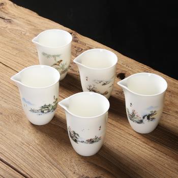 羊脂玉白瓷陶瓷功夫茶具茶海分茶器一體分茶杯裝茶器公平杯公道杯